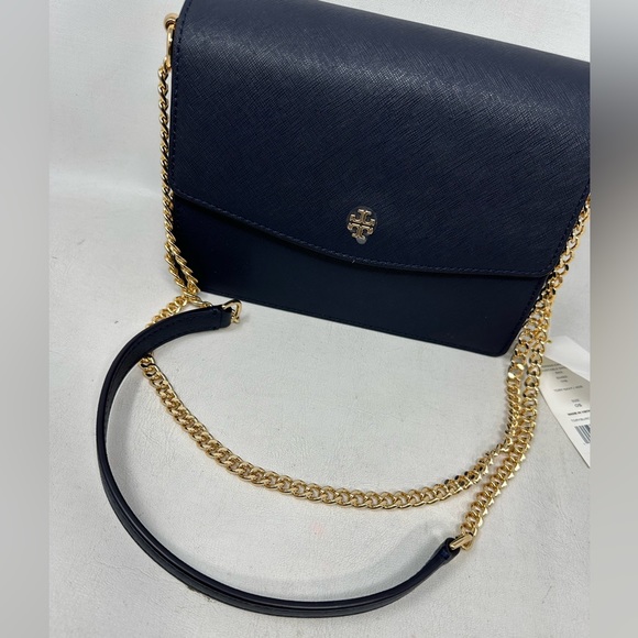 Tory Burch Leather Emerson Shoulder Bag, OS - Navy - Picture 7 of 13